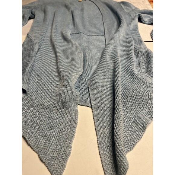 Eileen Fisher Linen Light Blue Open Front Asymmetrical Cardigan Sweater Sz PS - Picture 4 of 13